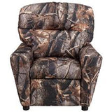 Emma and Oliver Camouflaged Fabric Kids Recliner with Cup Holder