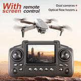E88 Drone with Screen Controller with SD card, Foldable Mini Drone for Beginners, 2 Batteries, 360?? Flips Waypoint Fly, Active Obstacle Avoidance, One Key Take Off/Landing. (2 batteries – Black)